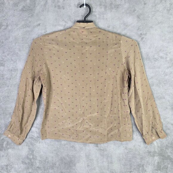 Womens Vintage Chinoise By Lolita Vital Silk Blouse & Skirt Set Taupe Subtle 12 - Picture 4 of 13